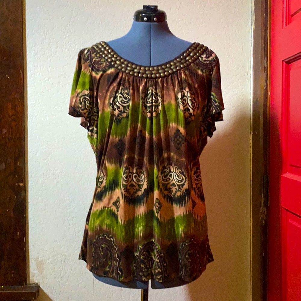 Judith Embellished Top w/Flutter Sleeves, Size 20